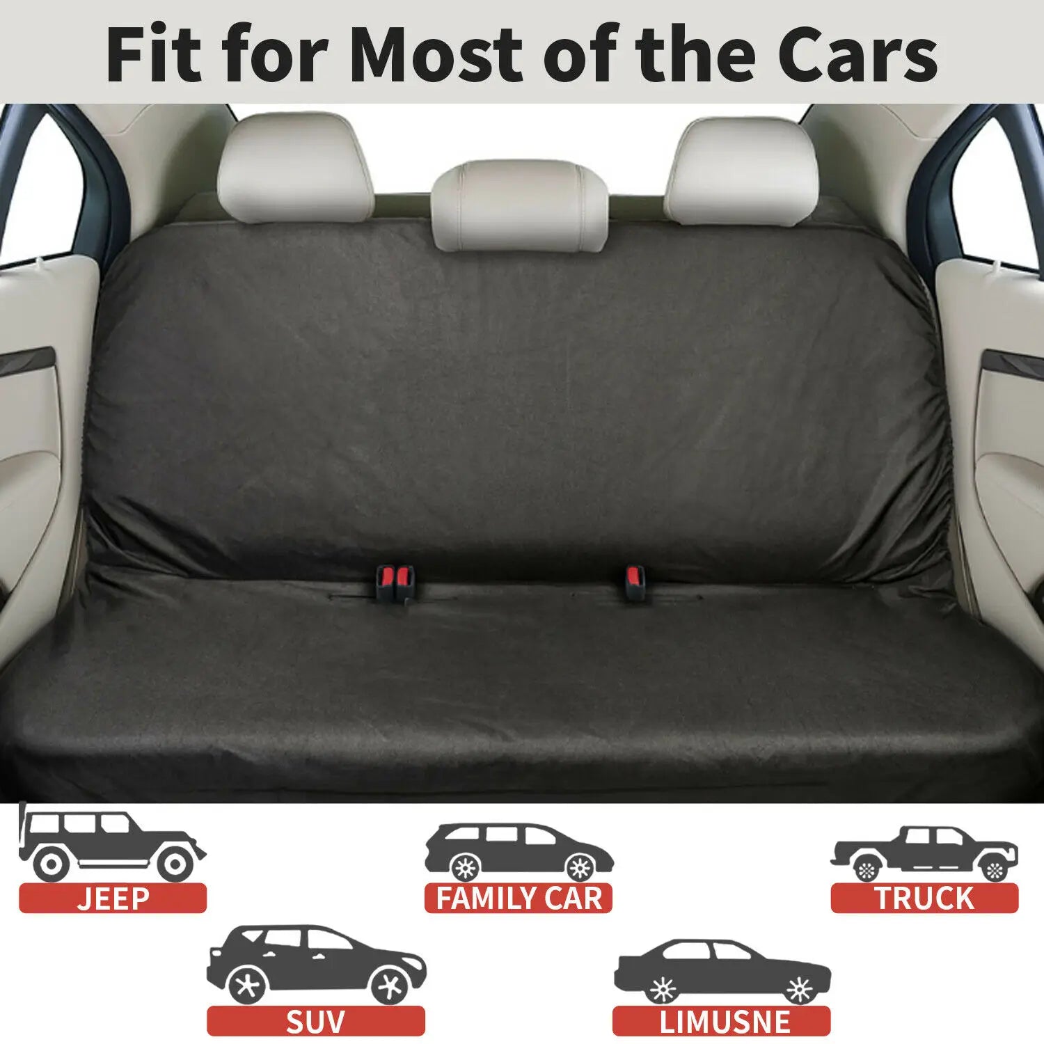 Waterproof Car Rear Back Seat Cover Black Pet Dog Protector Universal Car Rear Seat Protector Mat Cover Travel Safety Protector